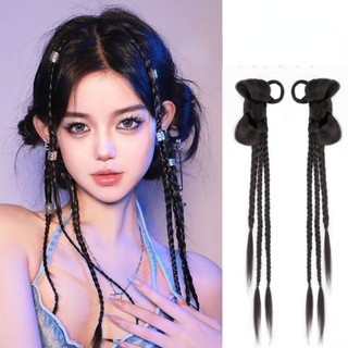 Tóc giả thắt bính gắn nơ cho nữ Koty Beauty tóc tết giả thắt bím nơ dài đẹp Dành Cho Nữ Y2K
