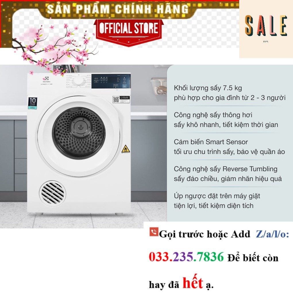 SỐc MÁY SẤY ELEC EDV754H3WB (7.5KG)