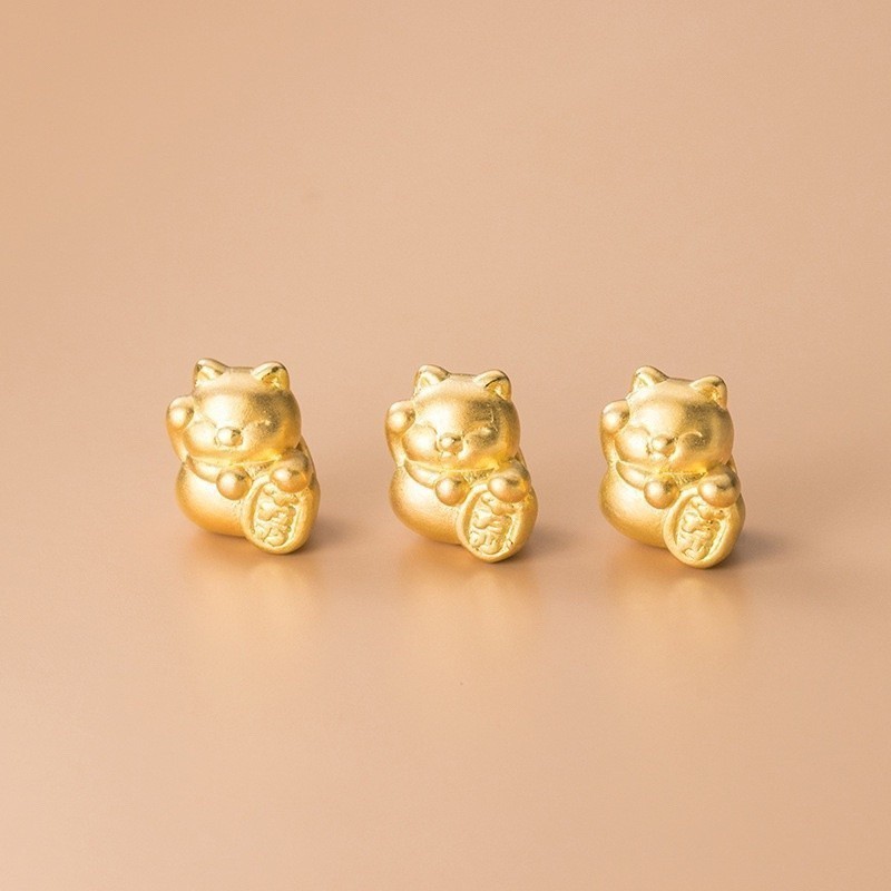 Charm bạc 3D HTJEWELRY mèo chiêu tài PH781