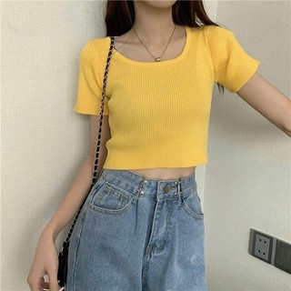 Áo thun gân croptop cổ vuông ngắn tay - Phong cách hiện đại và năng động TTMC0052