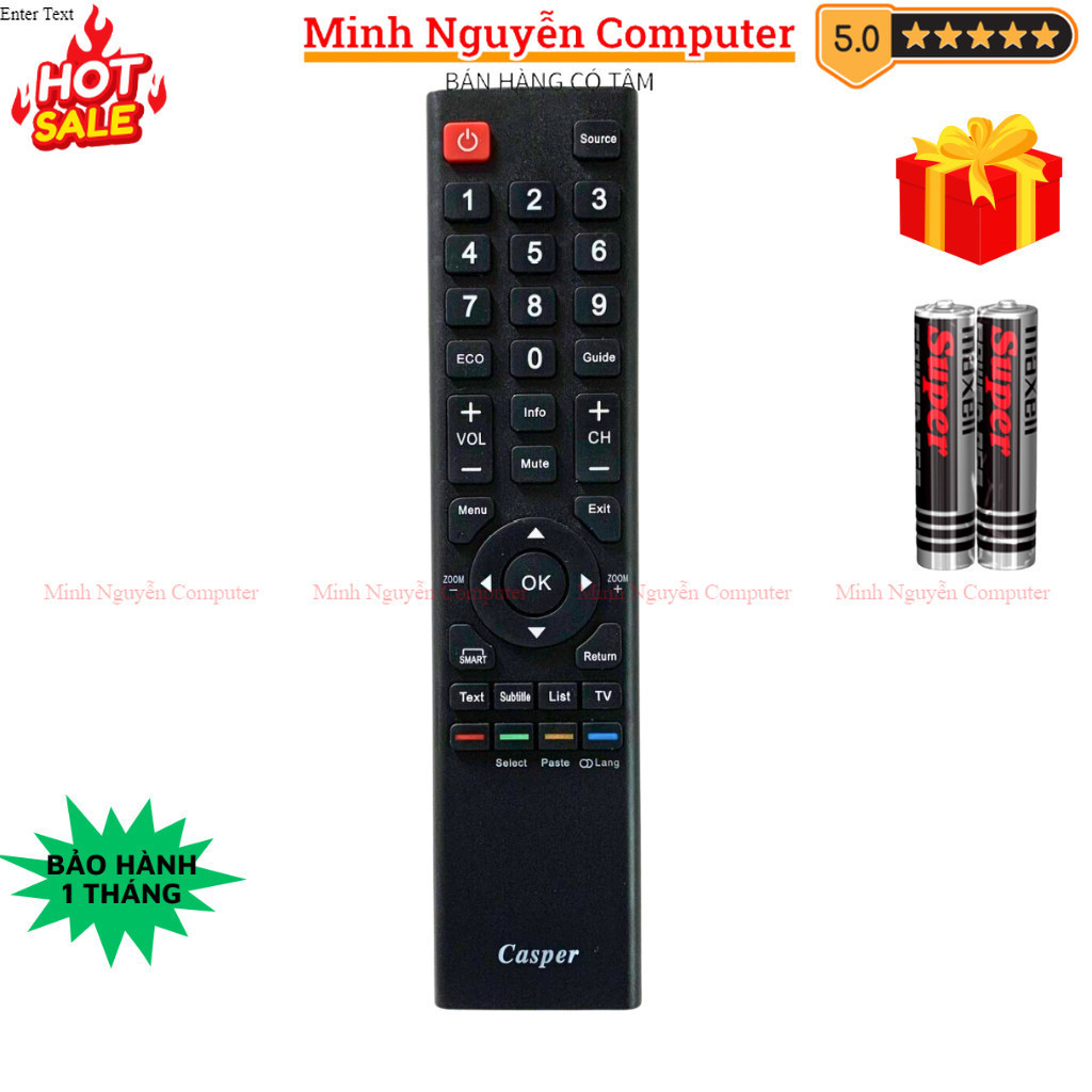 Remote điều khiển tivi Casper Mã 07, điều khiển TV Casper - Tặng kèm pin - Minh Nguyễn Computer