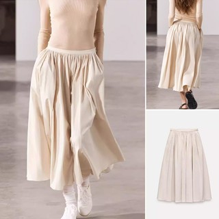 Zara24 mùa xuân phong cách mới phù hợp với eo thường ngày nhiều xếp ly thiết kế cao cấp quạt sáo váy dài2252653