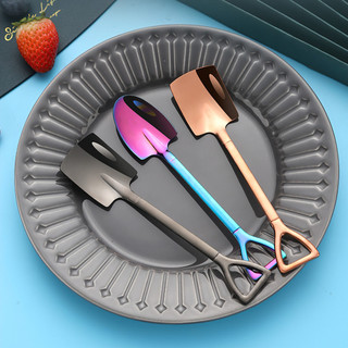 Muỗng thìa inox cán dài cao cấp hình chiếc xẻng nhiều màu pha trà cafe múc kem ăn hoa quả độc đáo