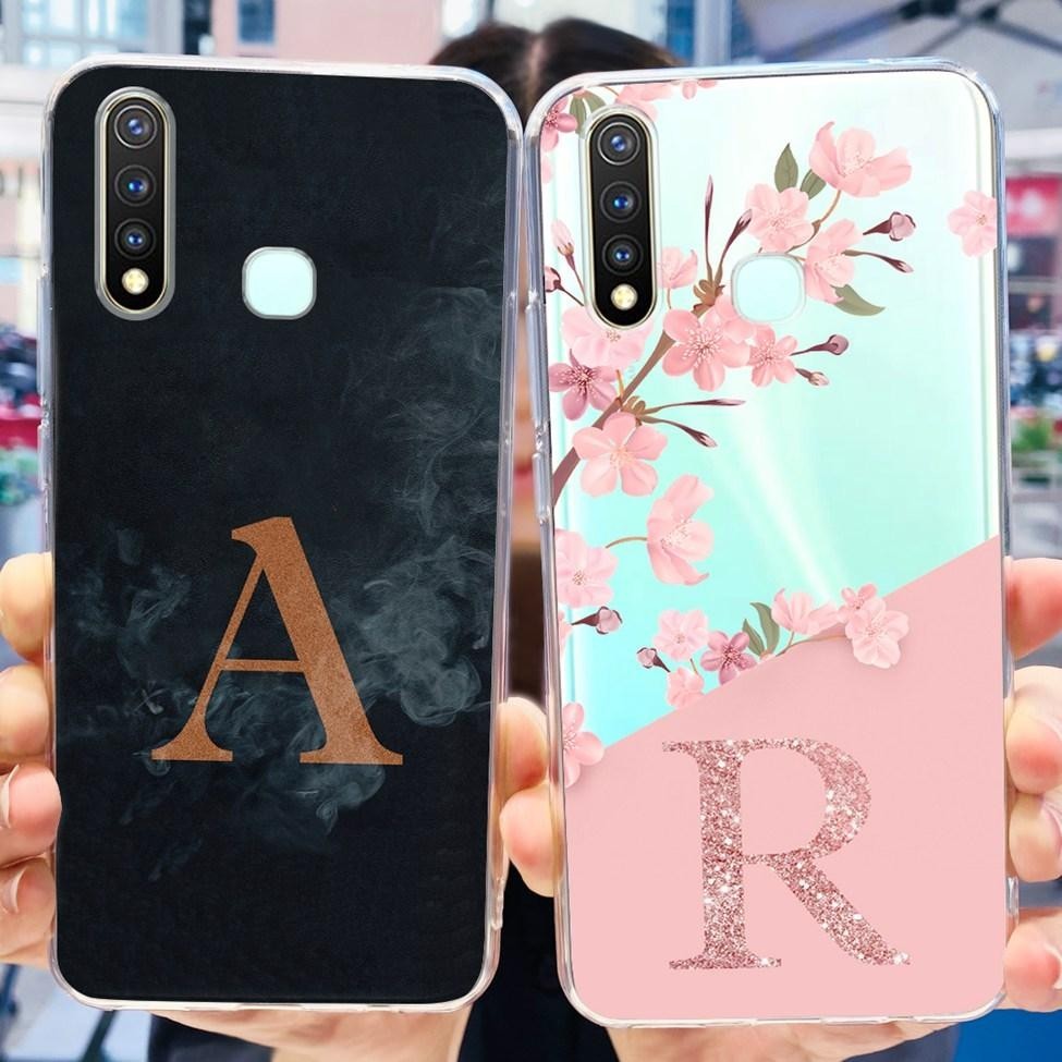 Vỏ Vivo Y19 1915 Chữ Sang Trọng Họa Tiết Hoa Dễ Thương Ốp lưng Vivo Y19 Ốp Lưng Chống Sốc Trong Suốt