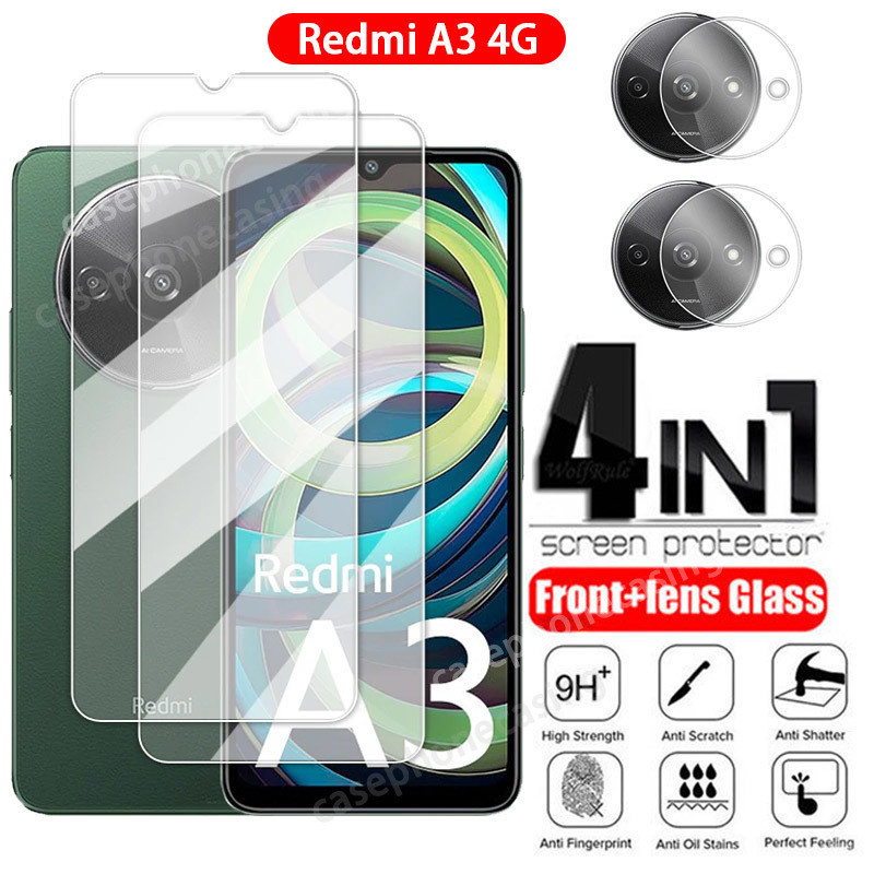 Phim Kính Cường Lực 4in1 Cho Xiaomi Redmi A3 A 3 A2 A1 A2 + A1 + RedmiA3 Mia3 2024 Bảo Vệ Camera Redmy A2Plus A 3 A 1 Plus RedmiA3 4G 9H Kính Bảo Vệ Màn Hình Trong Suốt Kính