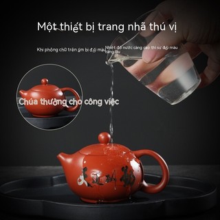Ấm trà sành màu tím bậc thầy mới ấm trà Xi Shi đổi màu chữ cao cấp ấm trà quặng thô Yixing ấm trà Fengming hộp quà