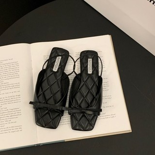Giày sandal gót chân vuông nơ nữ