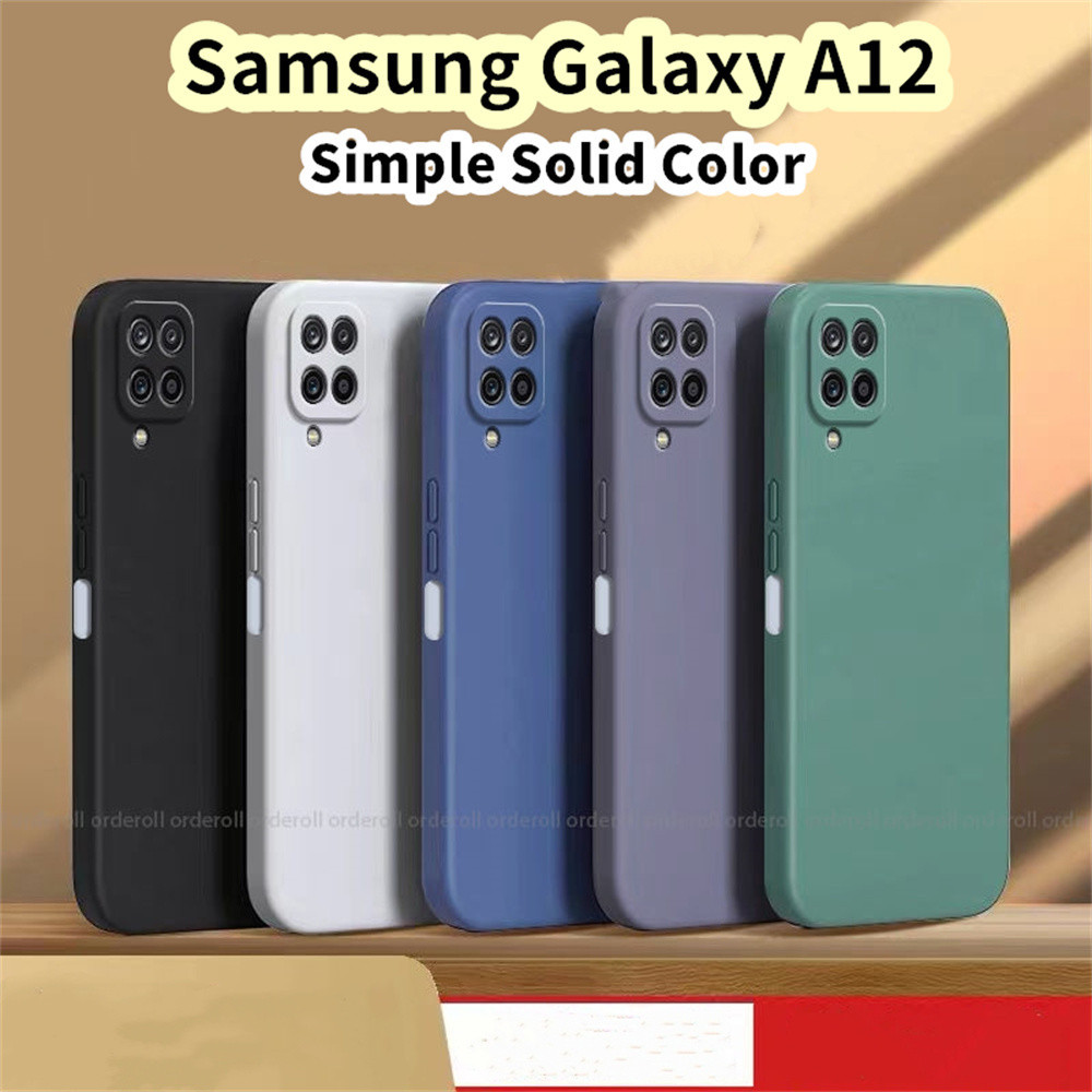 [Sẵn sàng] Dành cho Samsung Galaxy A12 Vỏ bọc toàn bộ bằng silicon Vỏ điện thoại màu mở chính xác