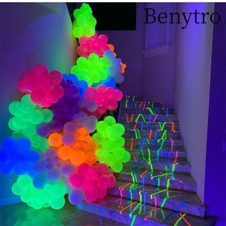 Benytro 100 Bóng bay UV Neon, Bóng bay cao su phát sáng phát sáng 12 inch, Bóng bay dự tiệc sinh nhật trong suốt phát sáng màu đen đầy màu sắc