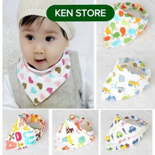 Khăn yếm choàng cổ tam giác chất cotton có cúc cho bé KEN STORE