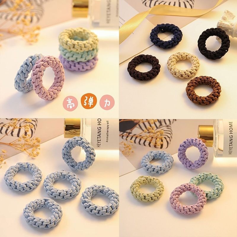 Bộ 5 Dây Buộc Tóc Bện Phong Cách Hàn Quốc Cho Nữ Buộc Tóc Dây Cao Su Phụ Kiện Tóc