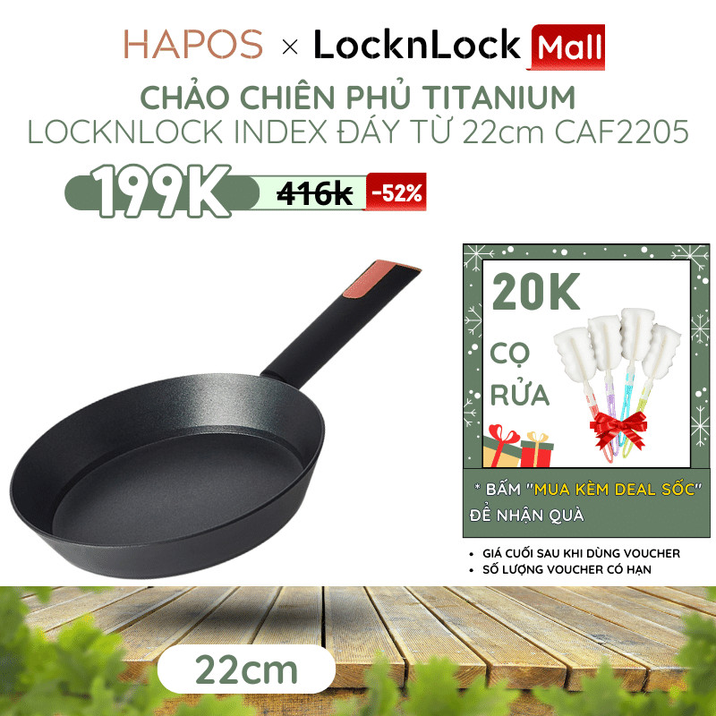 Chảo LocknLock Index Titanium chống dính 22cm Chính hãng cao cấp CAF2205 cho nhà bếp - HAPOS OFFICIAL