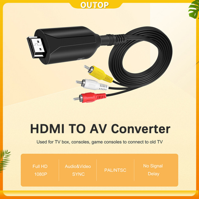 Bộ chuyển đổi Video OUTOP Tương thích Hdmi sang Rca Av Hd Bộ chuyển đổ