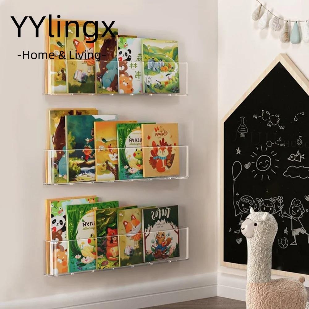 YYlingx Kệ sách treo tường, Tạp chí đọc sách Lưu trữ hình ảnh trong suốt Giá trưng bày sách, Treo tường trẻ em phía sau cửa Giá trưng bày sách CD