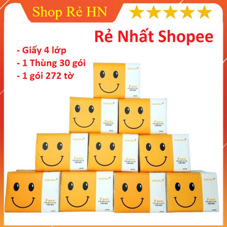Thùng 30 Gói Giấy ăn SAKARA 1 tờ 4 lớp mềm dai không bui giấy an toàn cho sức khoẻ 