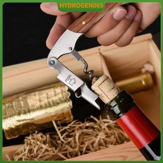 Mở rượu vang, đồ khui rượu vang, khui bia cán gỗ và inox hydrogen065