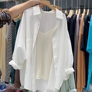 Jiashuchen Áo Sơ Mi Trắng Nữ Mùa Xuân 2024 Phong Cách Mới Cao Cấp Mùa Hè Pháp Dài Tay Top Phiên Bản Hàn Quốc Áo Sơ Mi Rời Áo Khoác