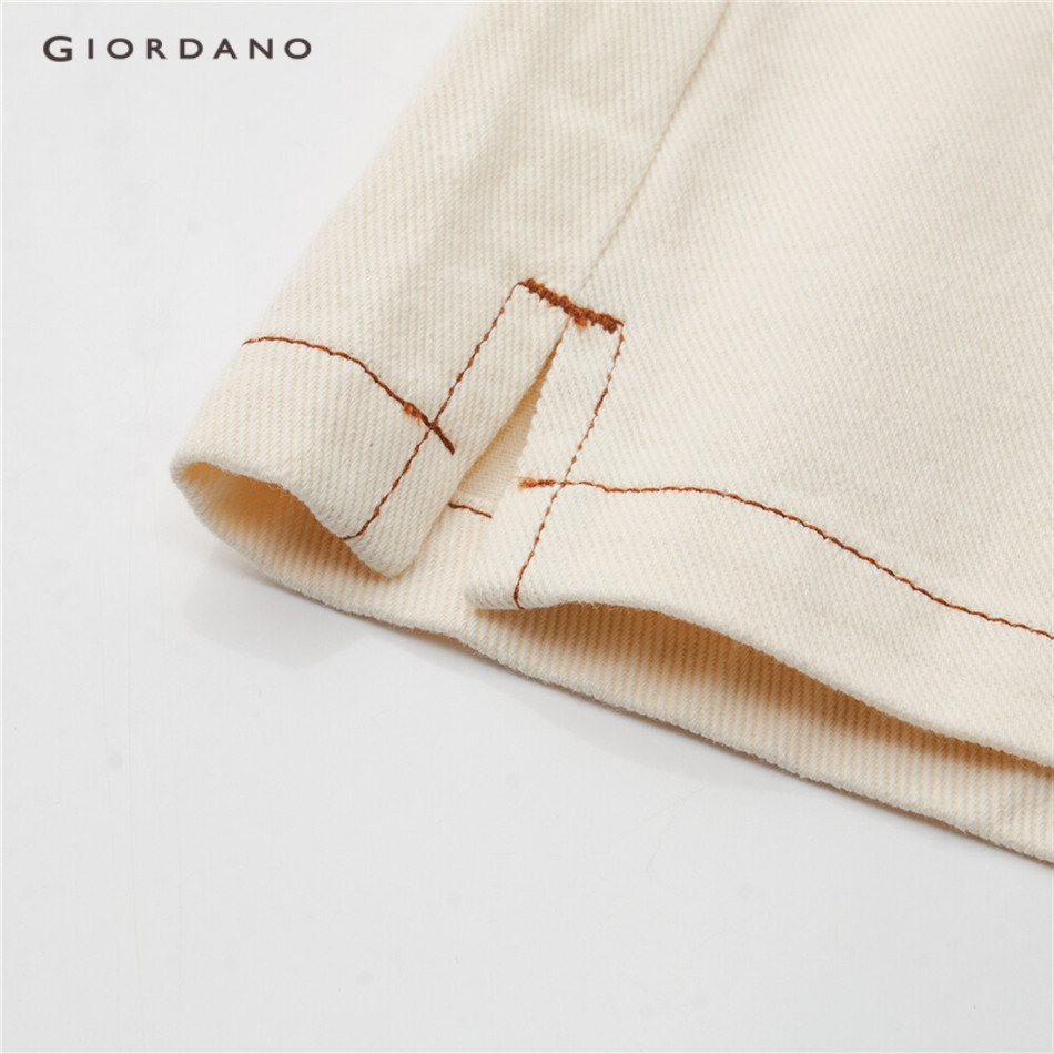 GIORDANO WOMEN Bright line half elastic waist denim shorts 18403203