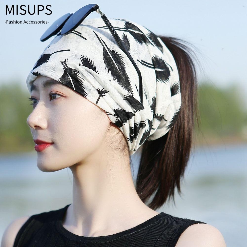 MISUPS Turban, Mũ Baotou chống nắng thoáng khí, Khăn trùm đầu bằng lụa băng mềm mùa hè dành cho nữ