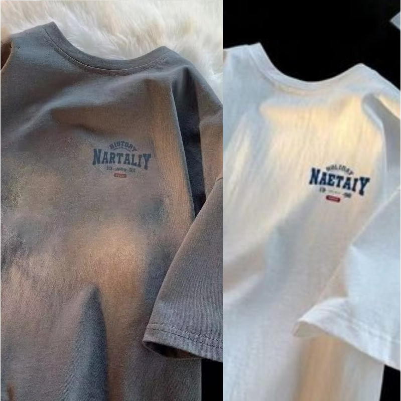 M-8XL áo phông nam tay lỡ,Áo Thun Mùa Hè Tay Ngắn Dáng Rộng Cotton chữ cái NAET in hình Phong Cách Mỹ Cổ Điển Mềm Mại Thoải Mái Cho Nam