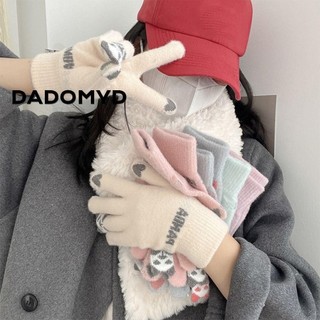 DADOMYD Găng Tay Dệt Kim Dày Dặn Thoáng Khí Hình Gấu Trúc Hoạt Hình Có Thể Dùng Màn Hình Cảm Ứng