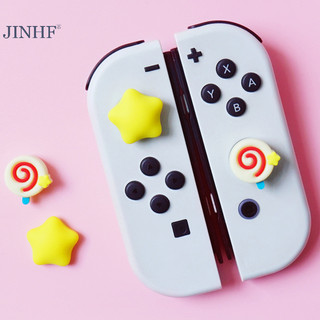 Jinhf Stars Trong Suốt Lấp Lánh Joy Silicone Ngón Tay Cái Dính Grip Cap Cho Nintendo Switch Oled NS Lite Joy-con Bling Bìa Mềm HOT
