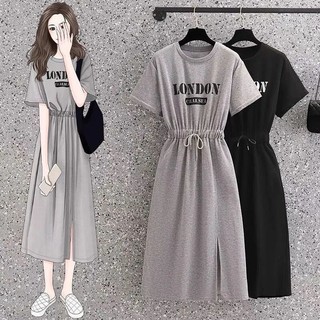 Váy thường ngày mùa hè xẻ eo hẹp Dây rút mỏng hơn Tính khí Phiên bản Hàn Quốc Giữa-