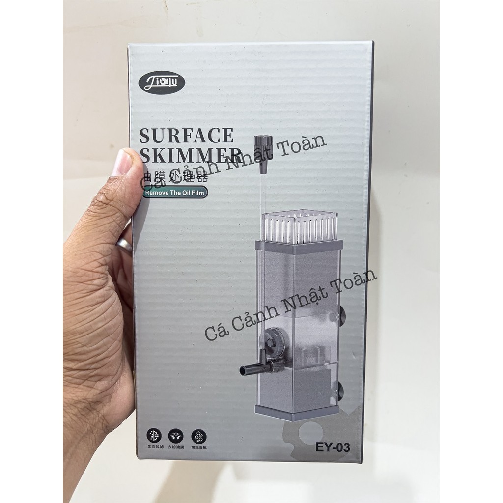 Máy lọc váng Jialu EY 03 - Lọc mặt hồ cá cảnh thủy sinh - Có thổi luồng tạo Oxy