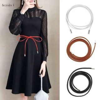 Mới tròn da pu dây mỏng thắt lưng nữ thời trang trang trang trí nơ thắt lưng dây váy trang trí áo len dây thắt lưng dây đeo