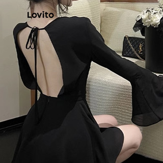 Đầm Lovito hở lưng màu trơn phong cách sexy cho nữ LNE43577