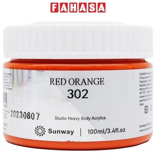 Tuýp màu vẽ acrylic 100 ml - sunway no.302 - red orange