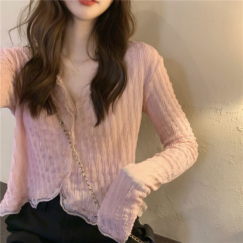 Áo len cardigan dài tay cổ chữ V