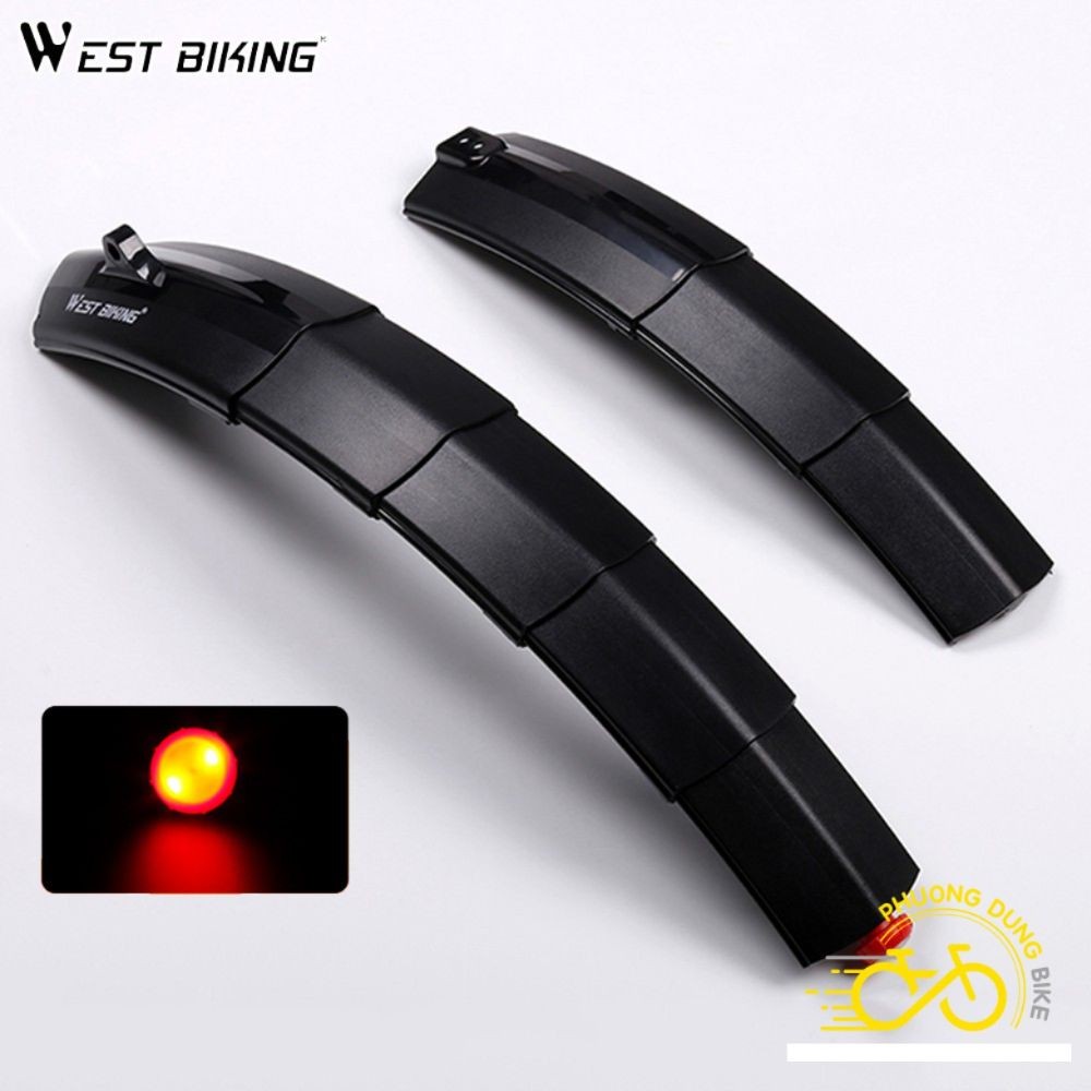 Dè vè chắn bùn rút xe đạp có đèn sau WEST BIKING