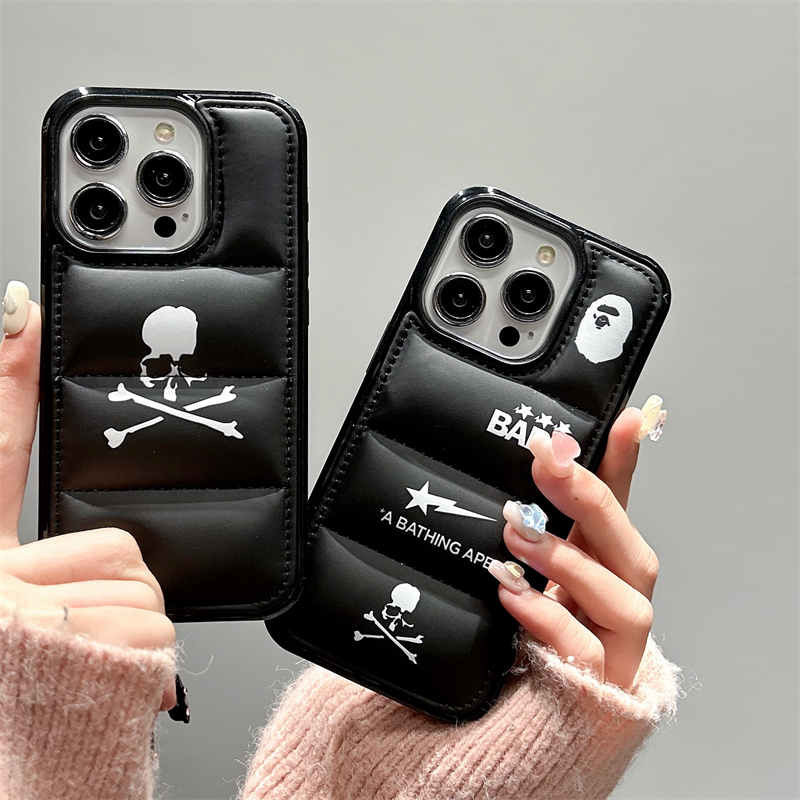 [Bape] Ốp Điện Thoại Down Jacket Cho iPhone 15 Pro Max iPhone 11 12 13 14 Pro Max Sợi Lông Vũ 3D Puf