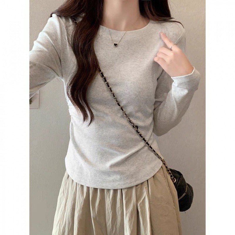 【100% cotton】Áo baby tee Áo croptop Tay Dài  Áo Sơ Mi Nữ Mới Áo Thun Dáng Ôm Thời Trang Thu Đông 2024 Cho Nữ | BigBuy360 - bigbuy360.vn