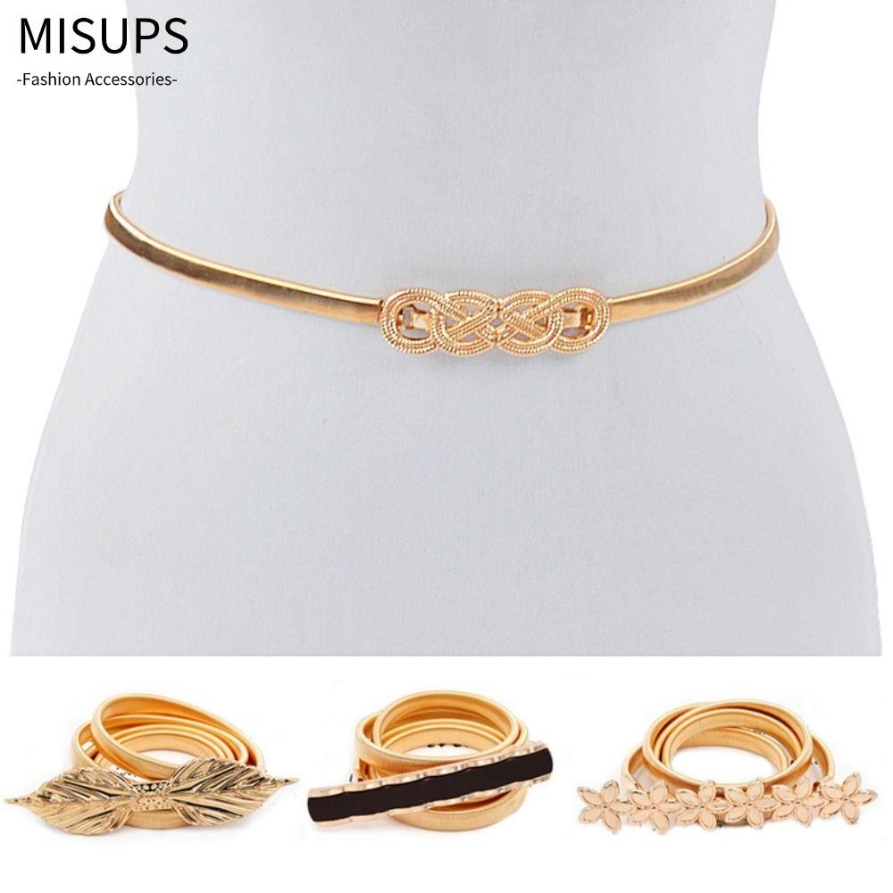 MISUPS Dây thun kim loại Dây thắt lưng Skinny co giãn thời trang