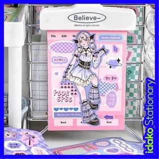  idako 20 tờ sticker dòng nhạc điện tử cô gái trong kho sticker ngọt mát dễ thương nhân vật hoạt hình chất liệu sổ tay phong cách domi SS478 
