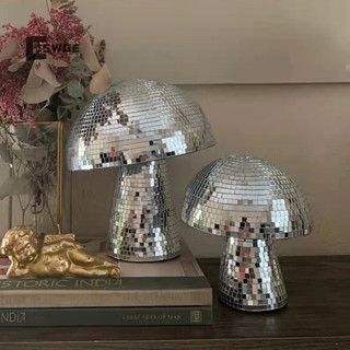 Mới bạc 10 * 10cm nấm disco bóng gương phản quang nấm trang trí quà tặng bạn gái