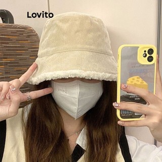Mũ Lovito vải lông cừu có thể lộn trái màu trơn chống gió phong cách Hàn Quốc thường ngày dành cho nữ LFA11177