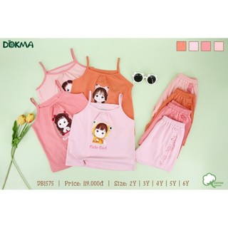 DB1575 Bộ quần áo hai dây cotton bé gái Dokma mỏng mát