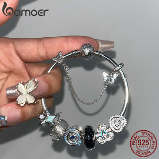 Bamoer 925 Sterling Sliver Charm Trái Tim Xanh Bướm Thiết Kế Ngôi Sao Mặt Dây Chuyền Phụ Kiện Cho Vòng Tay