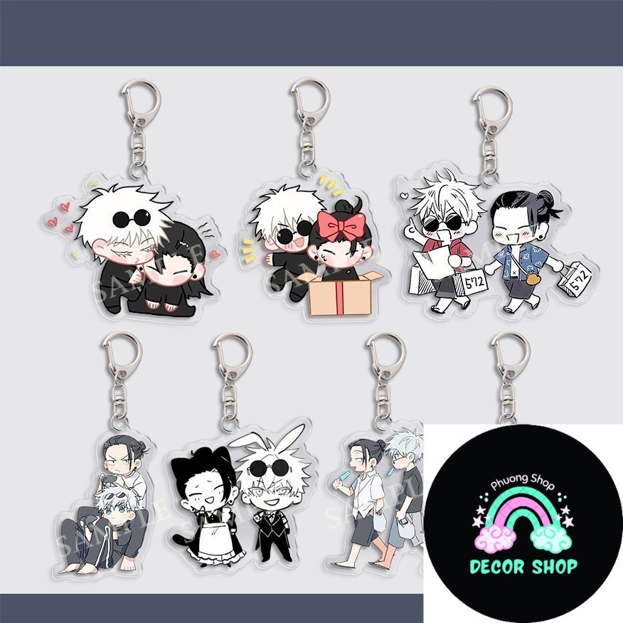 Móc khóa JUJUTSU KAISEN ver GETO X GOJO CHIBI Chú Thuật Hồi Chiến in hình anime chibi mica trong acr