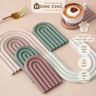 Lót cốc tấm lót nồi silicon cách nhiệt chống thấm nước hình cầu vồng | HOME CHIC CORNER