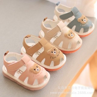 [Tăng 1size] Dép SanDal Tập Đi Có Kèn Cho Bé Đế Mềm Nhẹ Êm Chân Chống Trơn Trượt Thêu Gấu 4 Màu Cho BéTrai BéGái [m32]