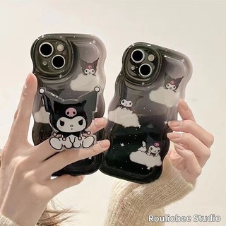 Ốp điện thoại đứng Kuromi vẽ tay hoạt hình Thích hợp cho IPhone 11 1213 Pro MAX X XR XS MAX Vỏ mềm Apple 7 Plus 8 Plus IPhone 14 15 Pro Ống kính chống rơi đầy đủ cá tính đáng yêu