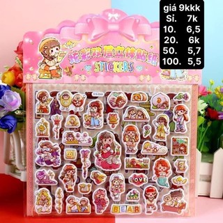 Vỉ 2 tấm sticker hoạt hình 3d