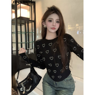 JINSHIHUI áo phông áo thun nữ croptop baby tee Cổ điển xu hướng Fashion thời trang WTX2430OR4 13Z240325