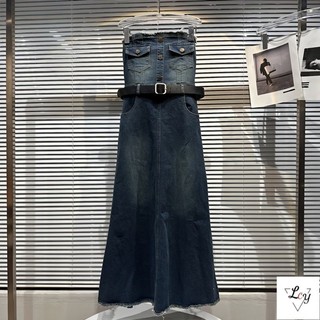 Đầm Denim Ôm Eo Phong Cách Hong Kong Cổ Điển Thời Trang Mùa Xuân Hàng Mới Dành Cho Bạn Nữ