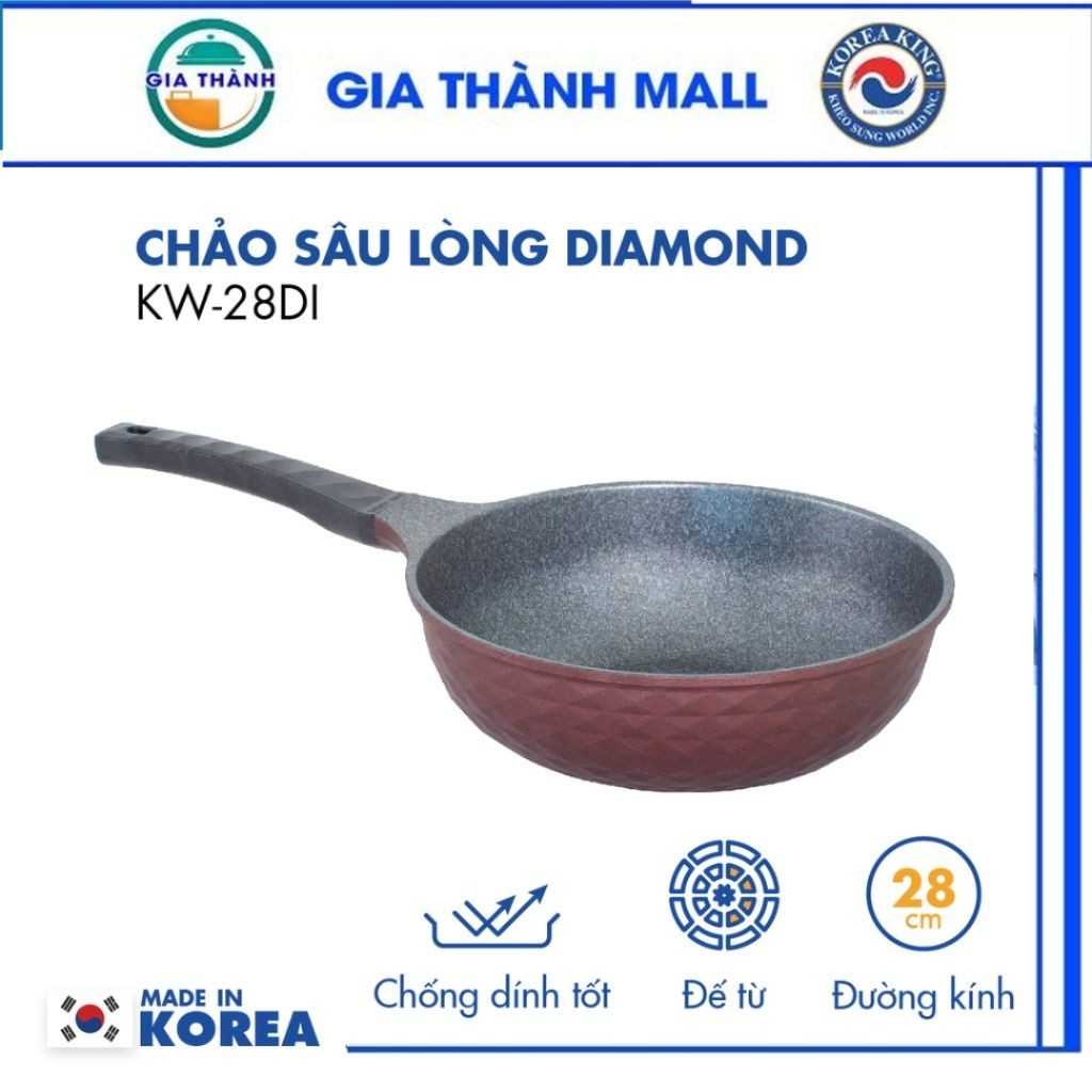 Chảo sâu Diamond Korea King KW-28DI Chống dính cao cấp (size 28cm) - Hàng chính hãng
