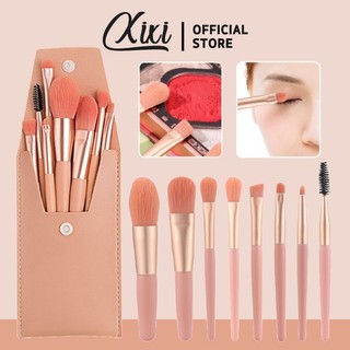 XIXI Bàn chải trang điểm Set 8 Cọ Trang Điểm Đa Năng Kèm Túi Đựng